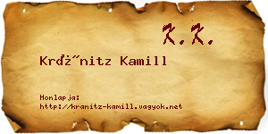 Kránitz Kamill névjegykártya